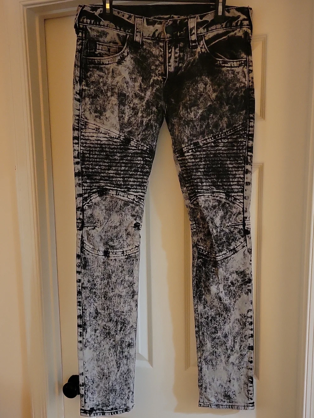 Men's True Religion Acid Wash Black & White Skinny Jeans